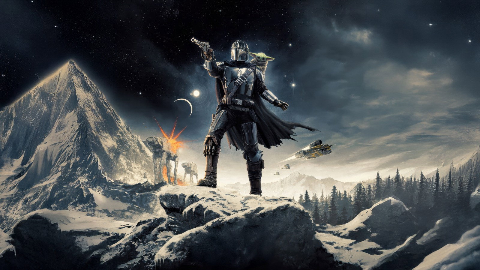 Backdrop of The Mandalorian and Grogu